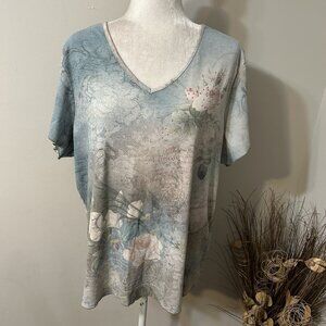 Vtg 90's Y2K Xcit USA Women Floral T-shirt Top Whimsy Fairy Embellished Sz 2X